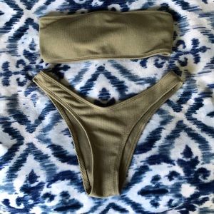 Pea Green Strapless Bikini